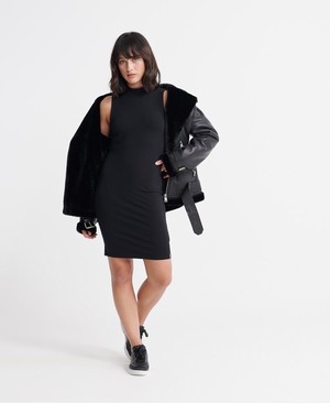 Superdry High Neck Bodycon Női Ruhák Fekete | TMDFJ8361